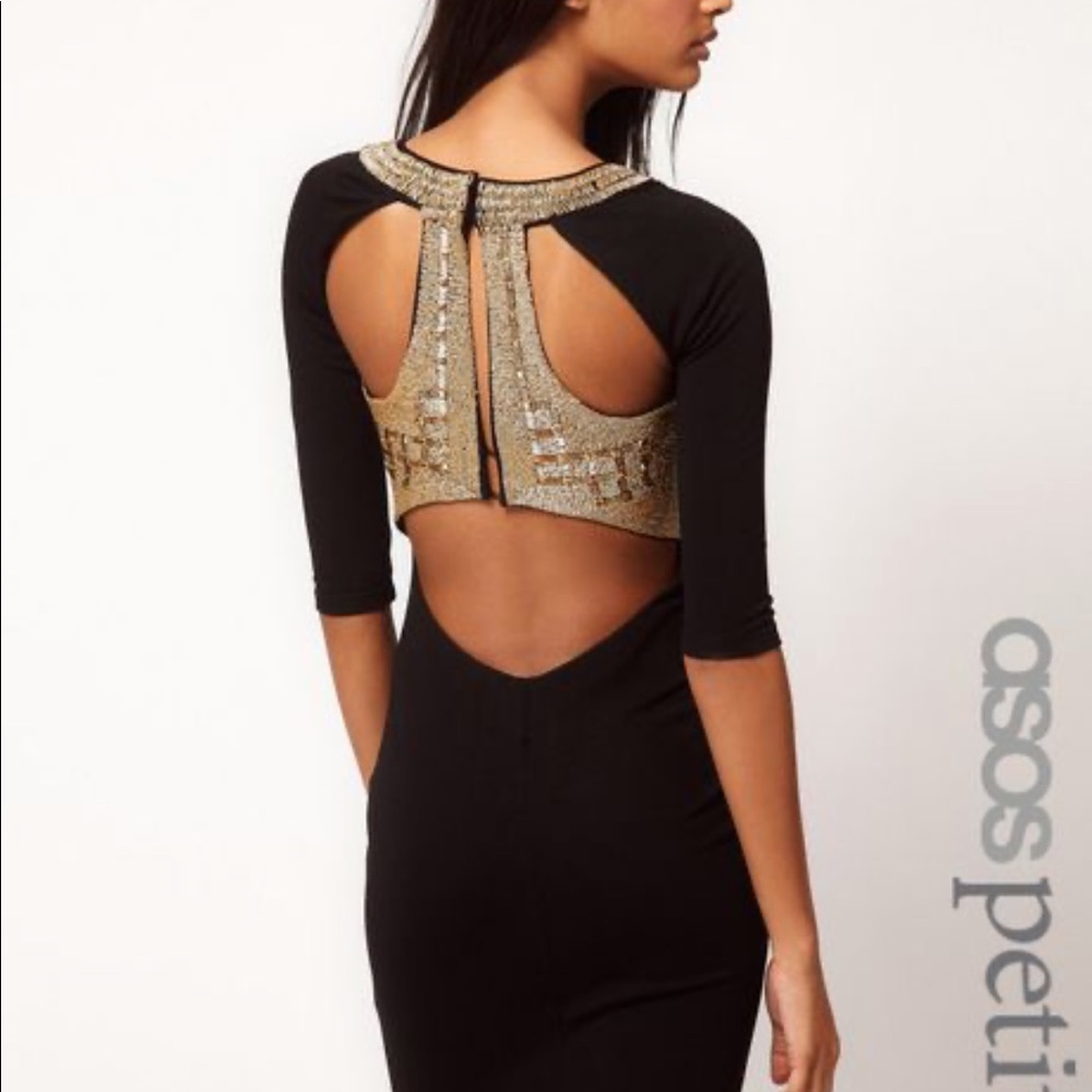 Asos petite bodycon dress embellished back